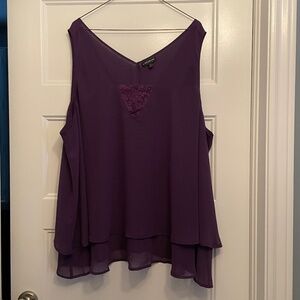 purple sleeveless top